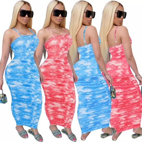 Tie & Dye Maxie Dress - (Red) - Picture 2 of 3